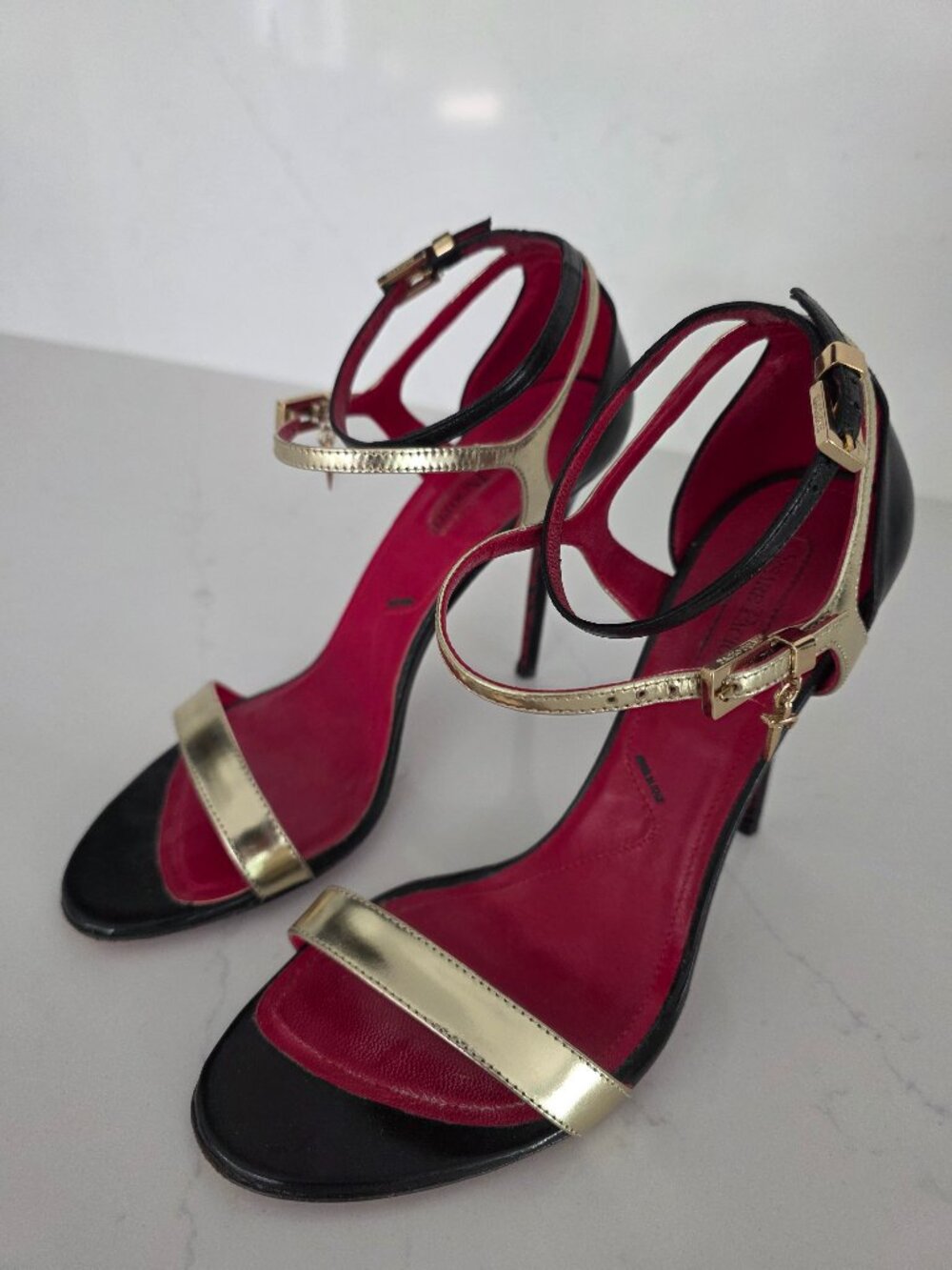 Almost New Cesare Paciotti Gold and Black Heels- Size 7 1/2 US size